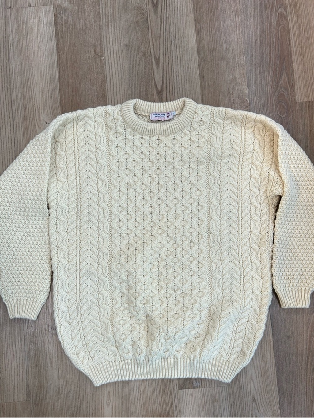 Women's Wool Cable Knit Crewneck Sweater